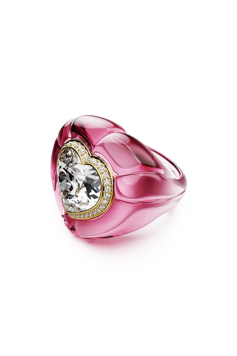 Dulcis Crystal Heart Cocktail Ring, Alternate, color, PINK