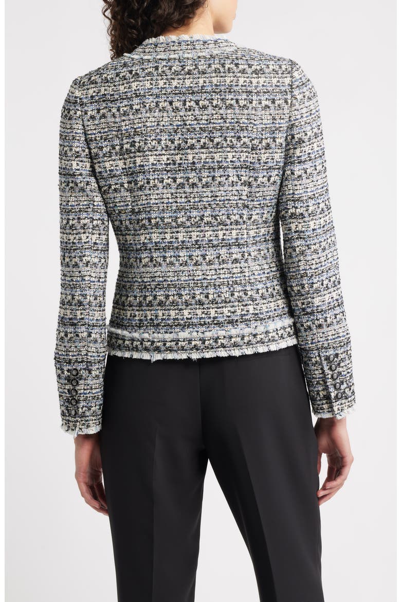 The Dakota Fringe Trim Tweed Jacket, Alternate, color, CASTLE BLUE TWEED