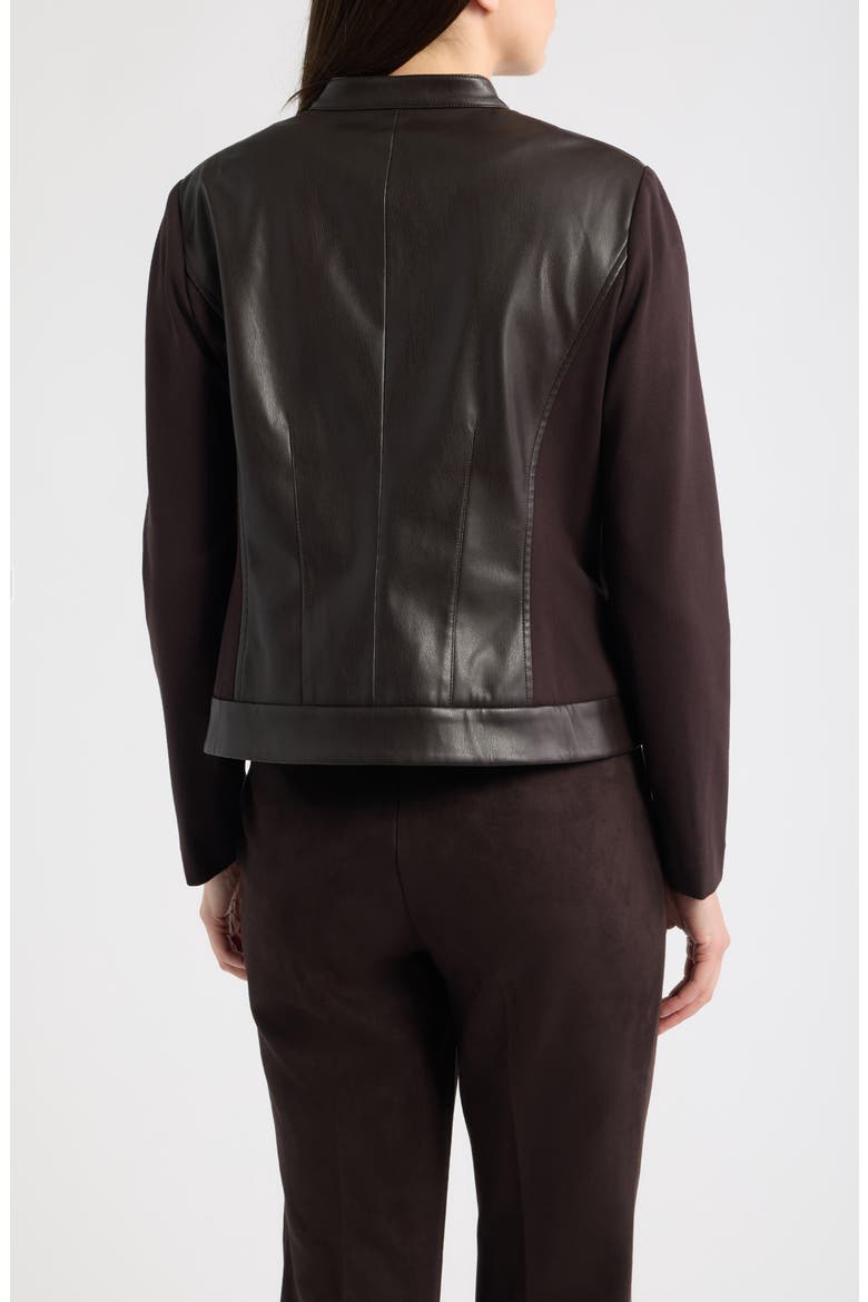 Faux Leather Mixed Media Jacket, Alternate, color, DEEP MAHOGANY