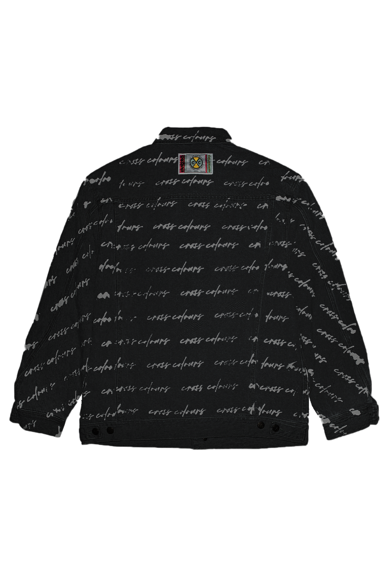 Signature Print Classic Jean Jacket, Alternate, color, Black