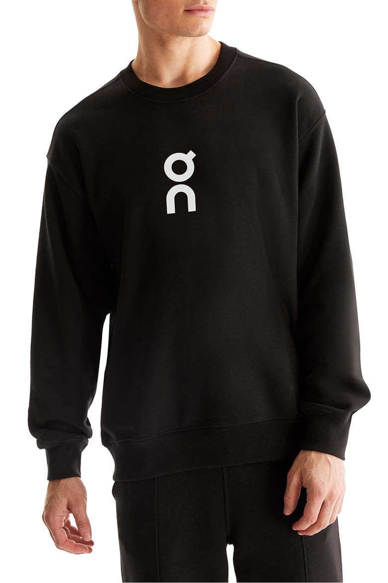 Club Crewneck Cotton Blend Sweatshirt, Main, color, BLACK