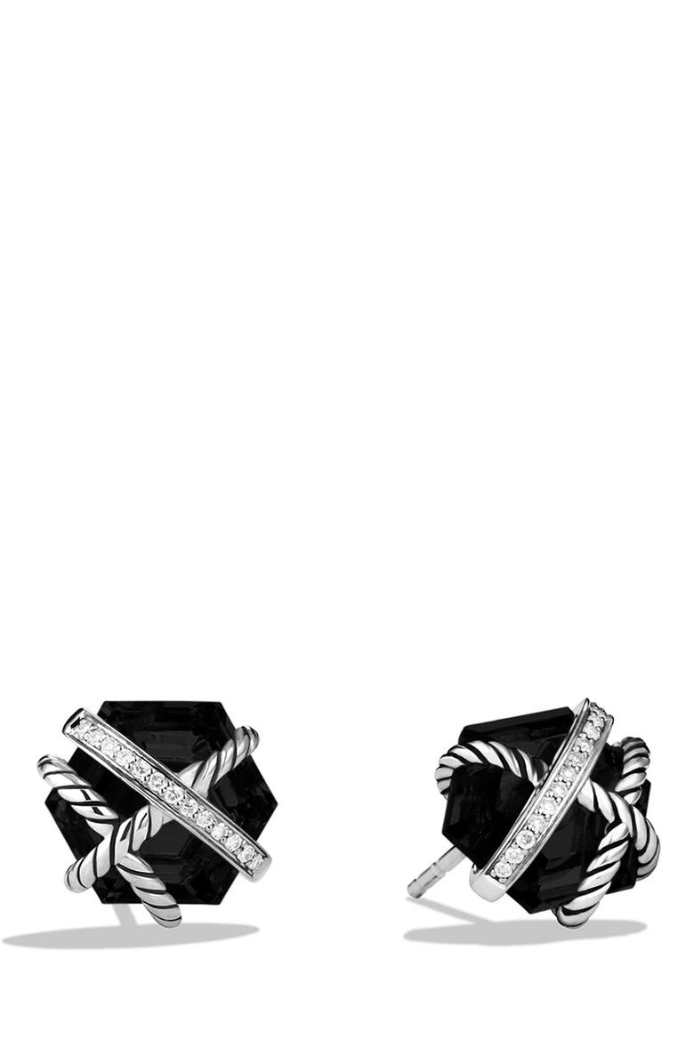 David Yurman Cable Wrap Earrings with Semiprecious Stones & Diamonds, Main, color,