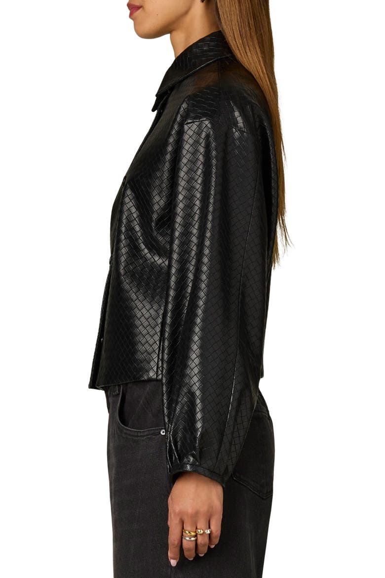 Blouson Sleeve Faux Leather Jacket, Alternate, color, BLACK