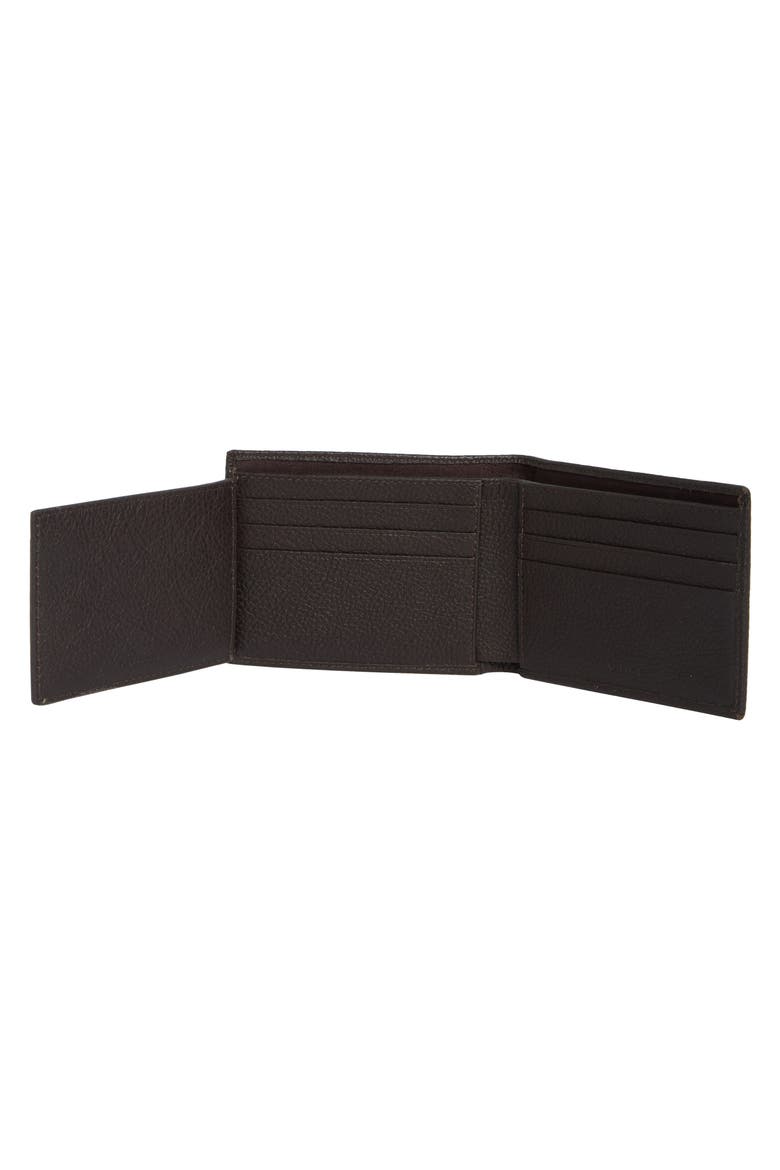 Pebbled Leather Bifold Passcase Wallet, Alternate, color, TOBACCO