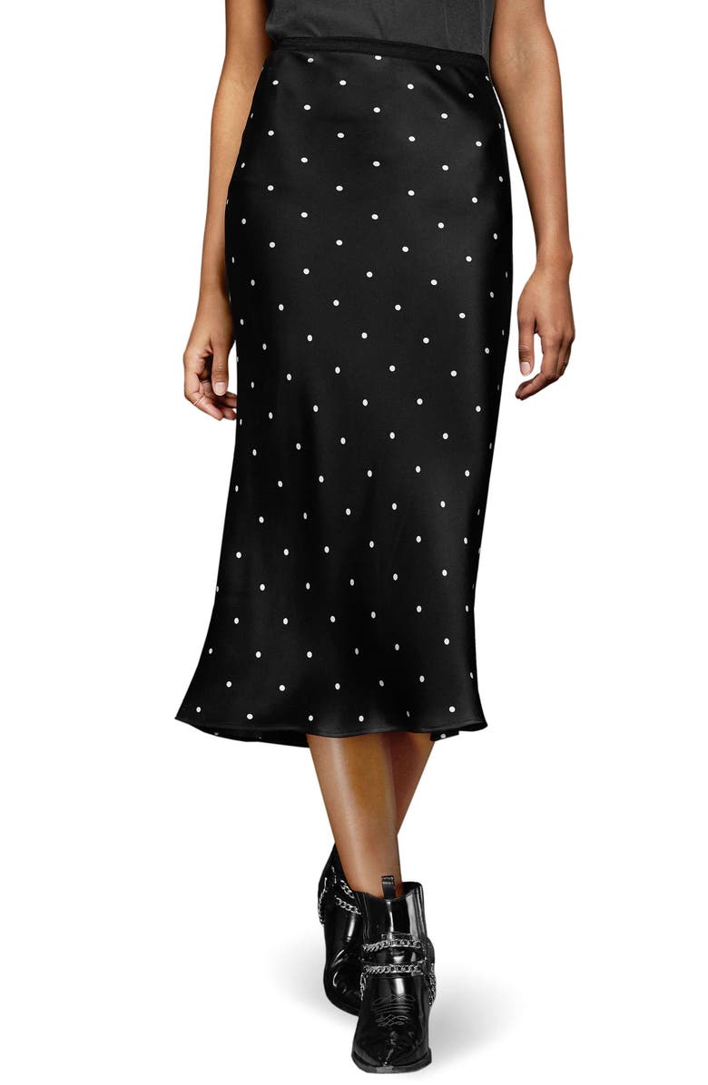 ANINE BING Polka Dot Silk Skirt, Main, color,