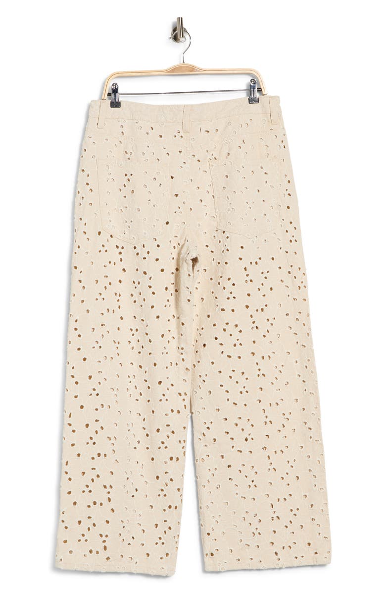 Vigoss Eyelet Embroidered Straight Leg Jeans, Alternate, color, Ecru