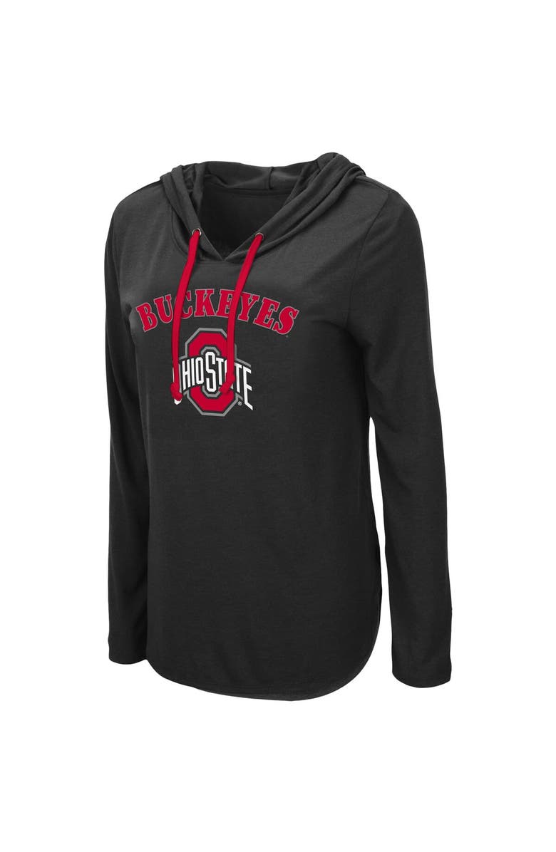 COLOSSEUM Women's Colosseum Black Ohio State Buckeyes My Lover Lightweight Hooded Long Sleeve T-Shirt, Alternate, color, Black