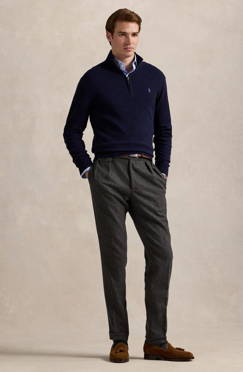 Polo Ralph Lauren Regular Fit Wool Quarter Zip Sweater, Alternate, color, Hunter Navy