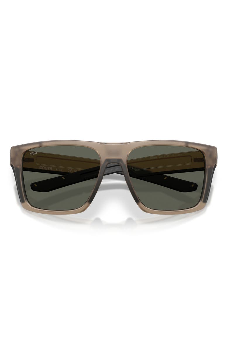 Costa Del Mar Lido 57mm Polarized Square Sunglasses, Alternate, color, Matte Brown Smoke / Gray 580G
