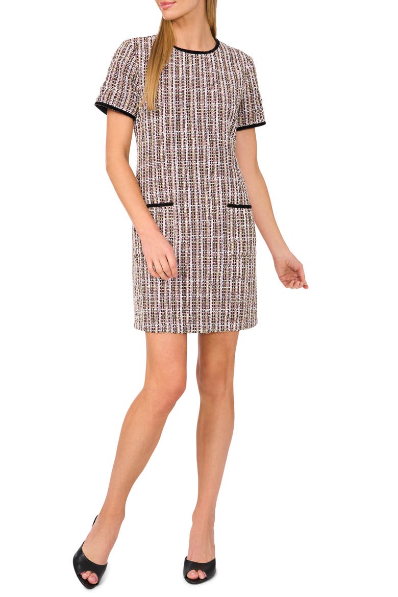 Tweed Shift Dress, Main, color, RICH BLACK