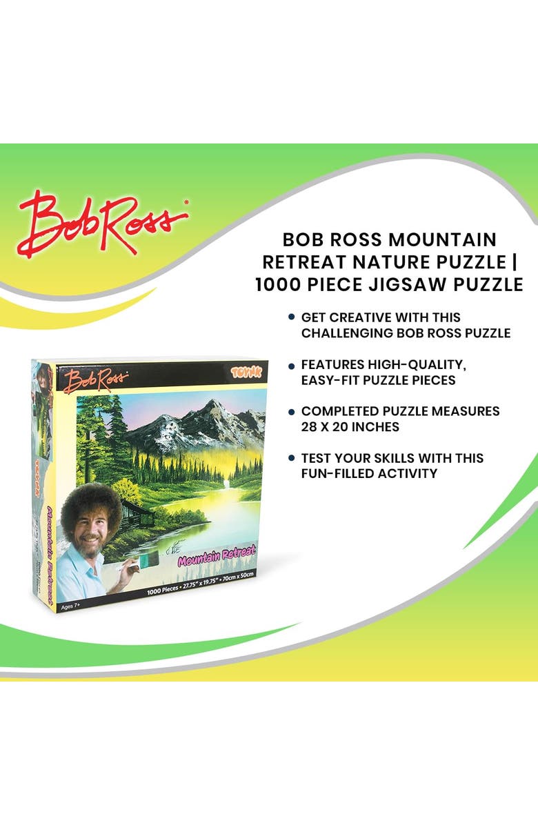 Bob Ross Mountain Retreat Nature Puzzle | 1000 Piece Jigsaw Puzzle, Alternate, color, Multi-Color