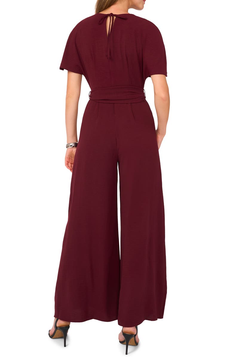 Vince Camuto Open Back Wide Leg Belted Jumpsuit, Alternate, color, Crisp Merlot