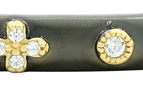 Freida Rothman Clover Hinge Bangle In Black/gold