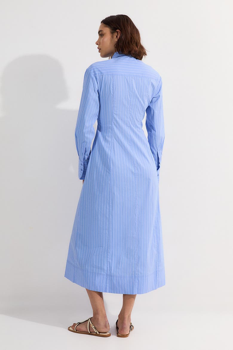 Rosette Woven Shirt Maxi Dress, Alternate, color, Blue