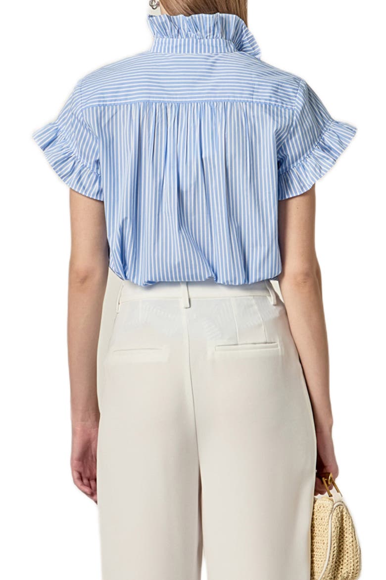 Stripe Ruffle Button-Up Shirt, Alternate, color, POWDER BLUE