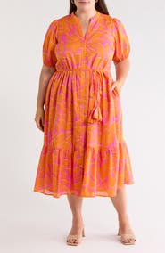 SUGARLIPS Bracha Floral Print Puff Sleeve Dress