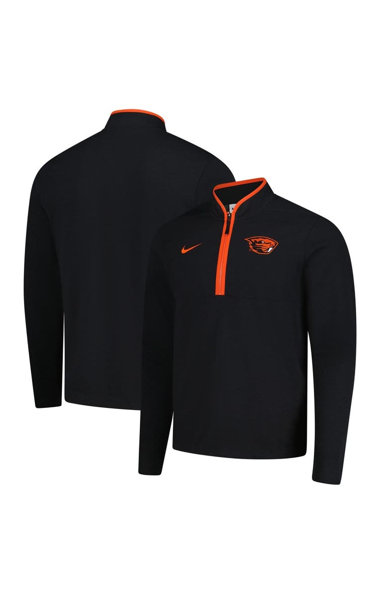 Nike Men's Nike Black Oregon State Beavers Coaches Courtside Basketball Victory Performance Quarter-Zip Top, Main, color, 