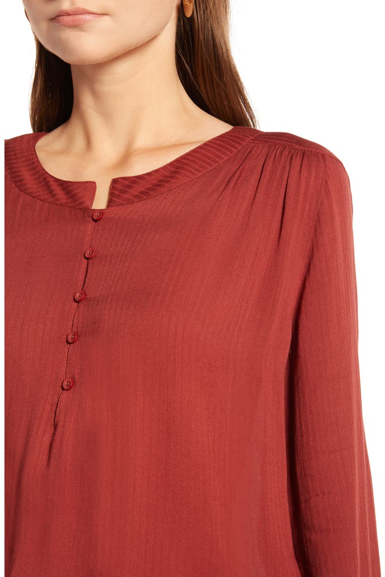Tonal Stripe Blouse, Alternate, color, BURGUNDY RUSSET