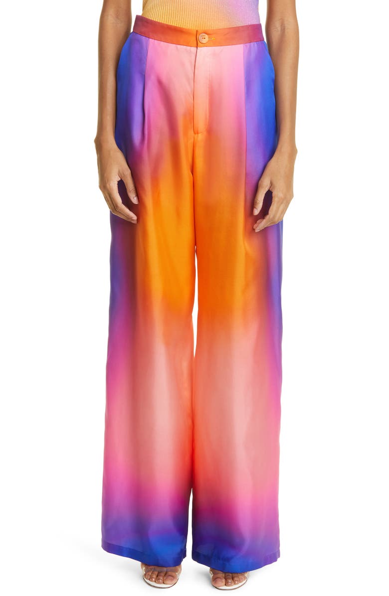 LAPOINTE Silk Taffeta Wide Leg Pants, Main, color,