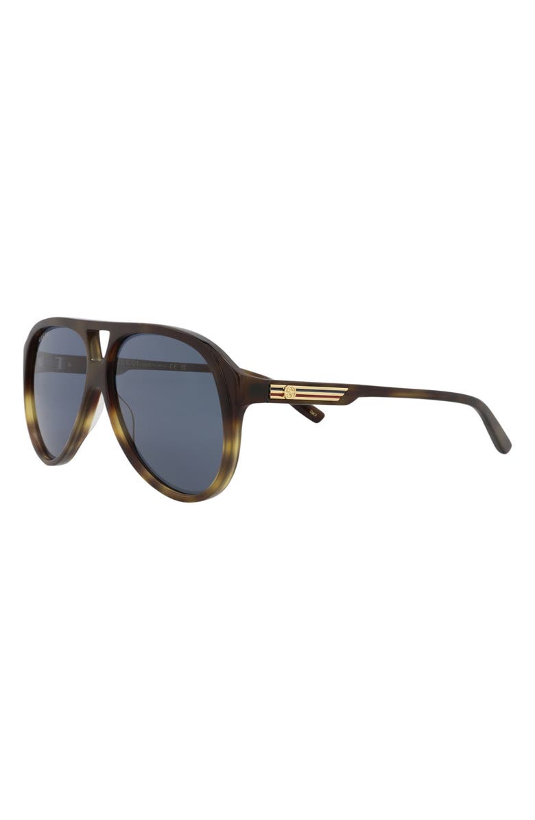 Gucci 59mm Aviator Sunglasses, Alternate, color, Havana Havana Blue