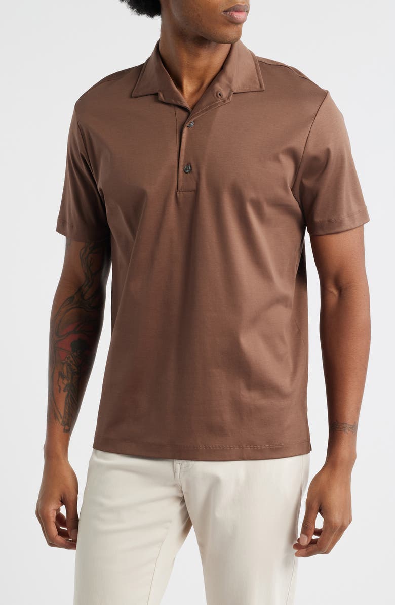 Aurélien AUR1 Solid Cotton Polo, Main, color, Chocolate