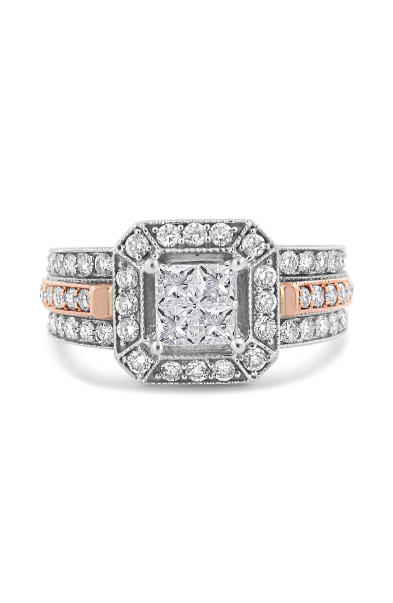Haus of Brilliance 14K White and Rose Gold 1 1/8 Cttw Diamond Art Deco Style Triple Shank Cocktail Ring, Alternate, color, White