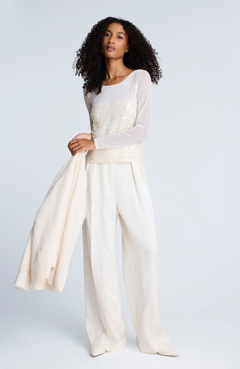 Kenneth Cole Sequin Knit Top, Alternate, color, Oyster