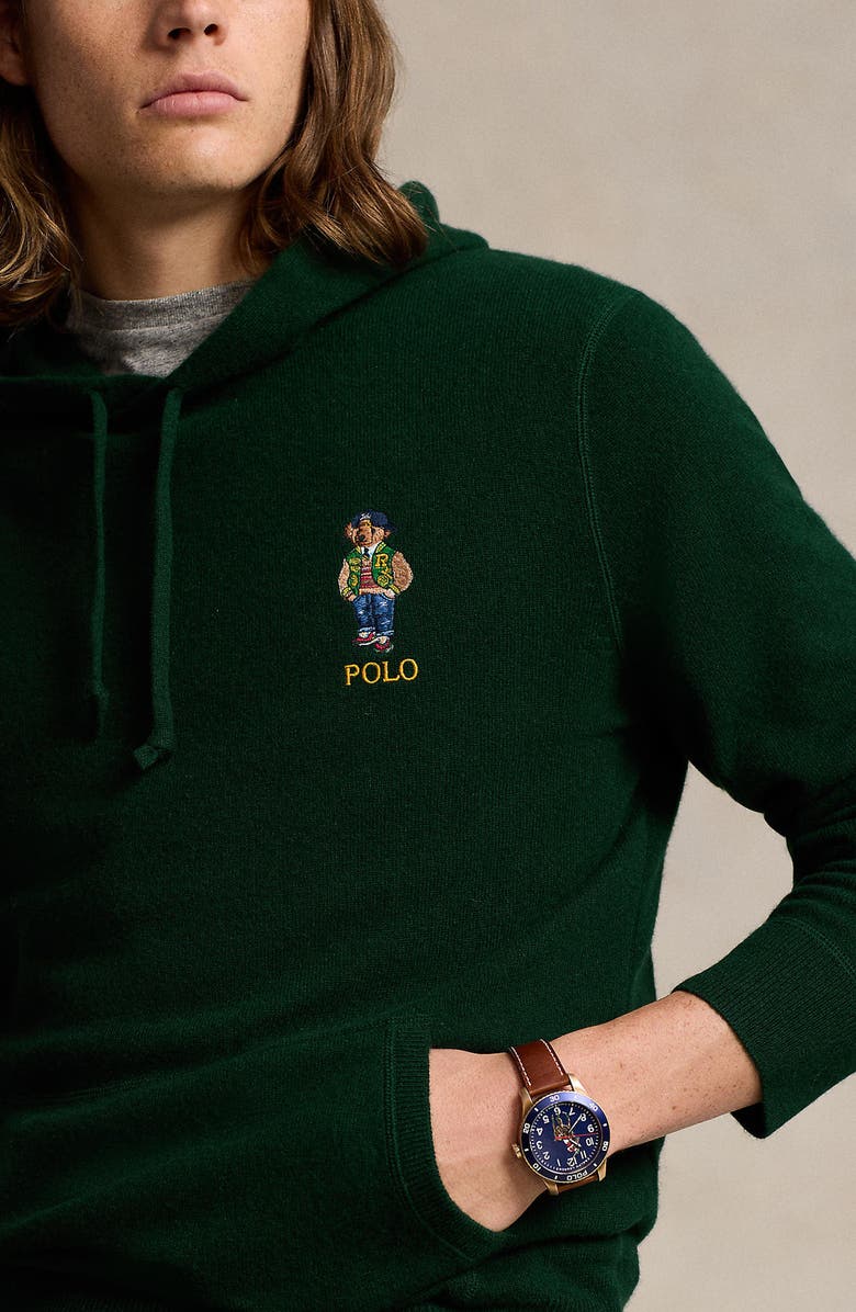 Polo Ralph Lauren Polo Bear Merino Wool Hoodie Sweater, Alternate, color, 