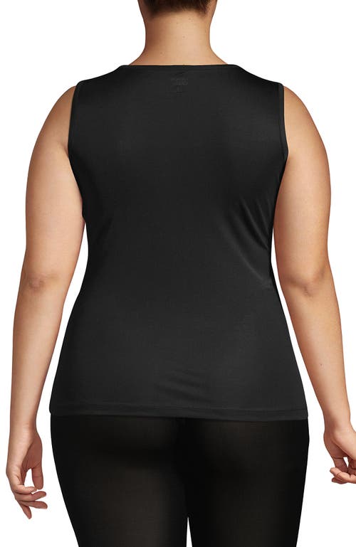 Lands' End Petite Silk Interlock Thermal Long Underwear Base Layer Tank Top In Black