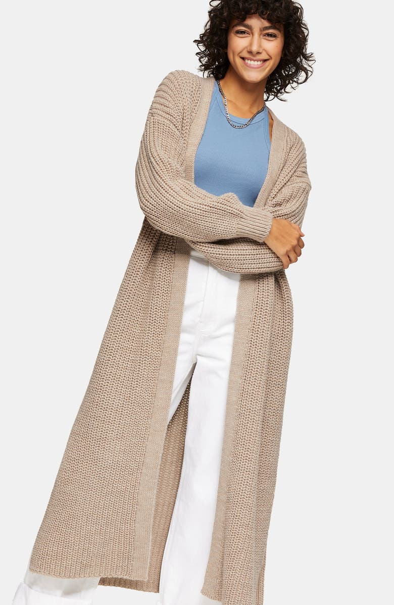 Topshop Open Front Maxi Cardigan, Alternate, color,