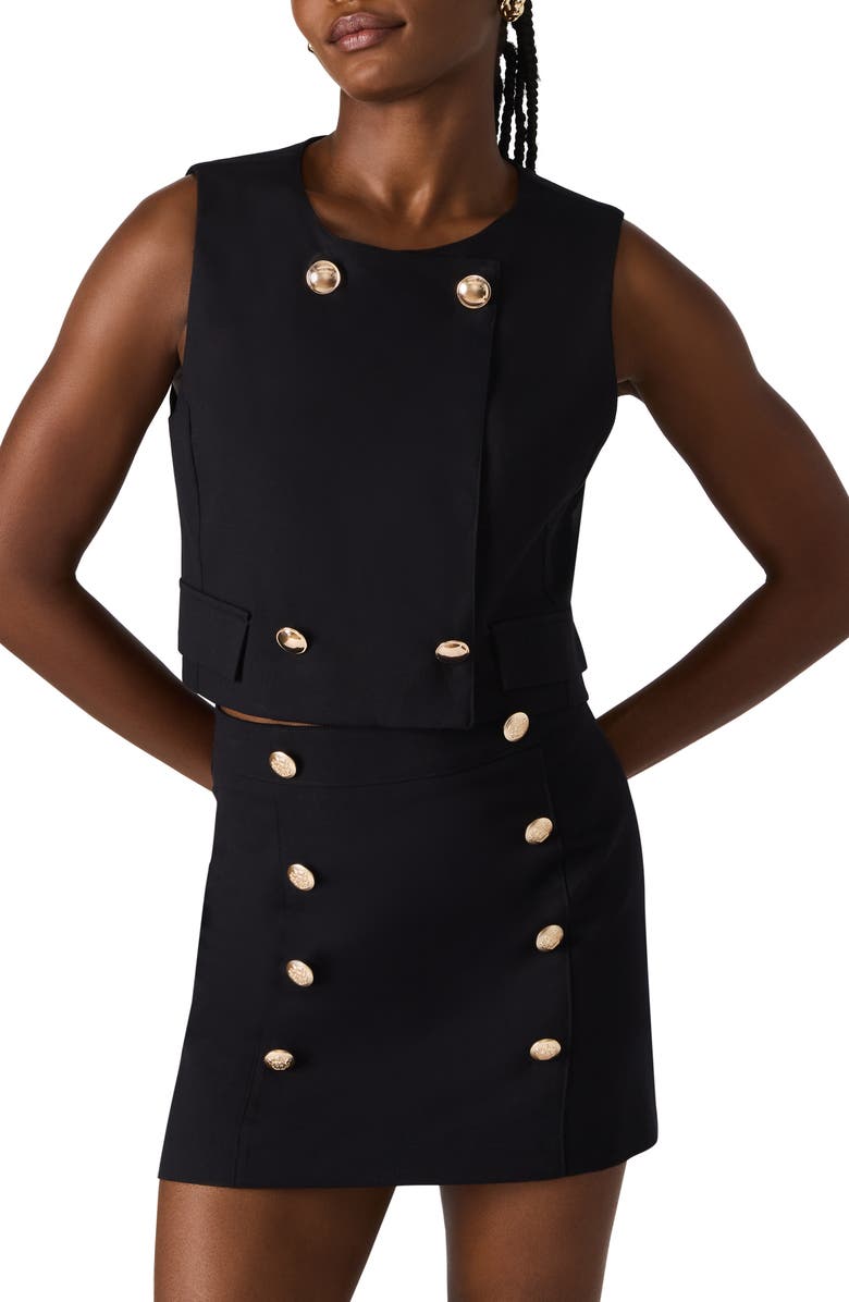 Steve Madden Hadley Double Breasted Vest, Main, color, Black