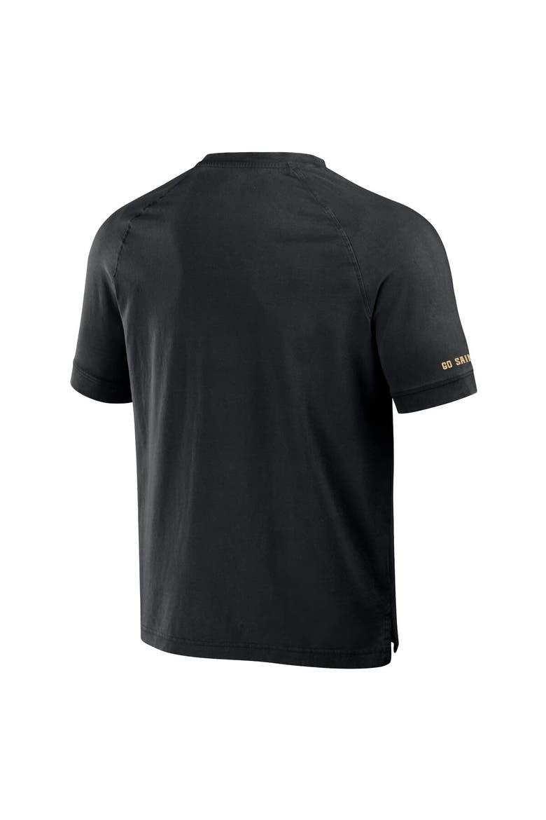 Men's NFL x Darius Rucker Collection by Fanatics Black New Orleans Saints Washed Raglan Henley T-Shirt, Alternate, color, Black