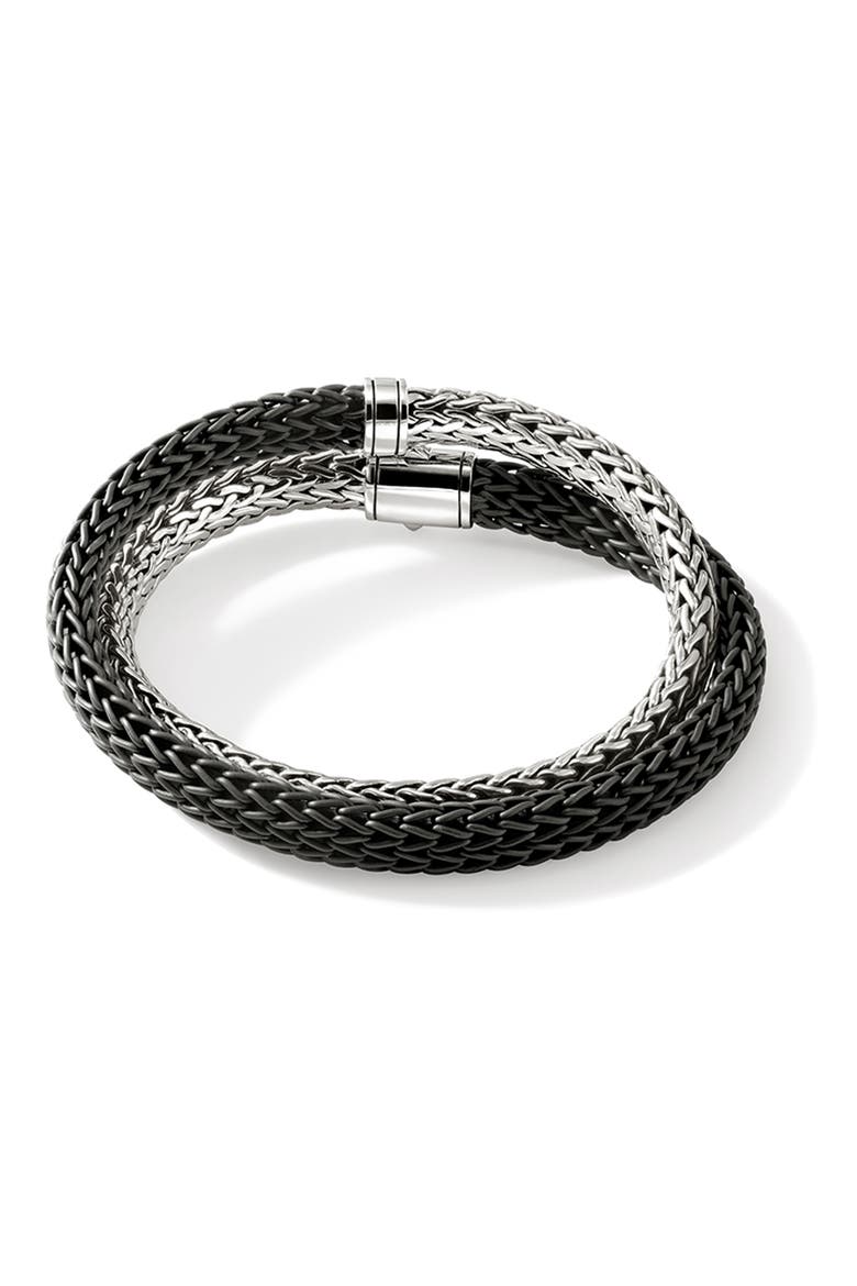 Icon Wrap, Sterling Silver, Rubber, 4.5mm, Alternate, color, SILVER/BLACK