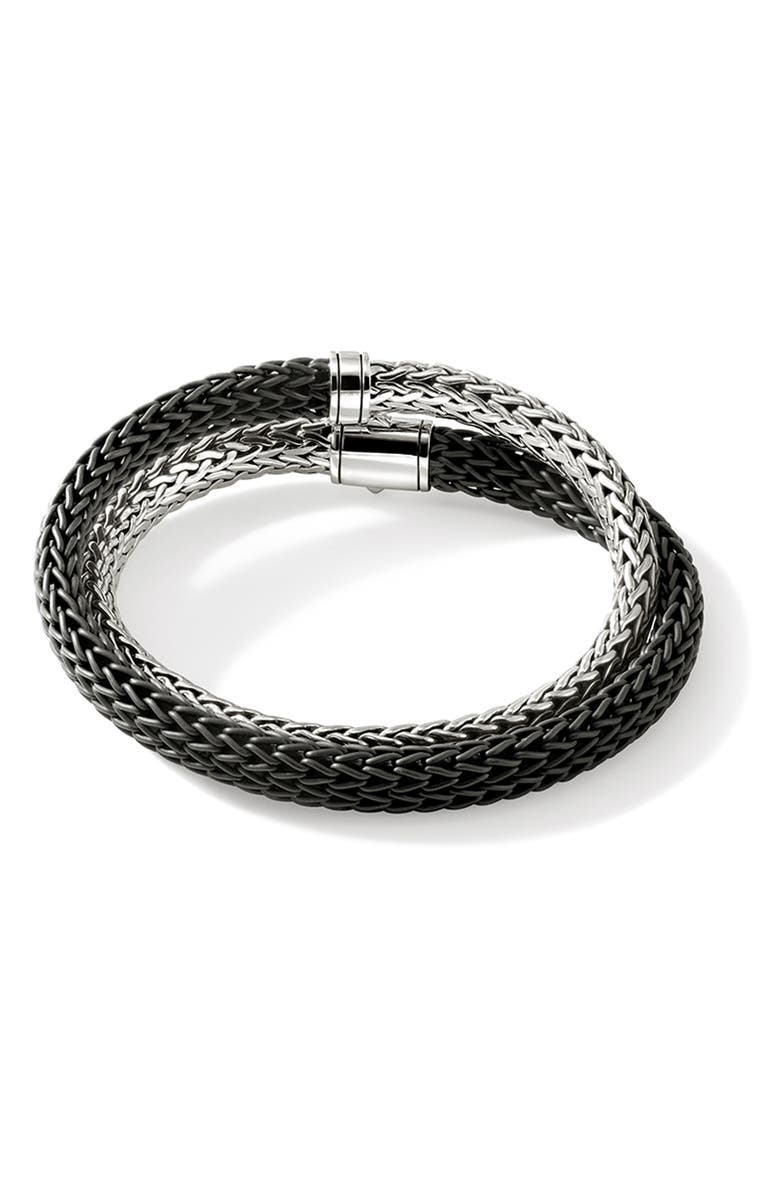 John Hardy Icon Wrap, Sterling Silver, Rubber, 4.5mm, Alternate, color, Silver/Black