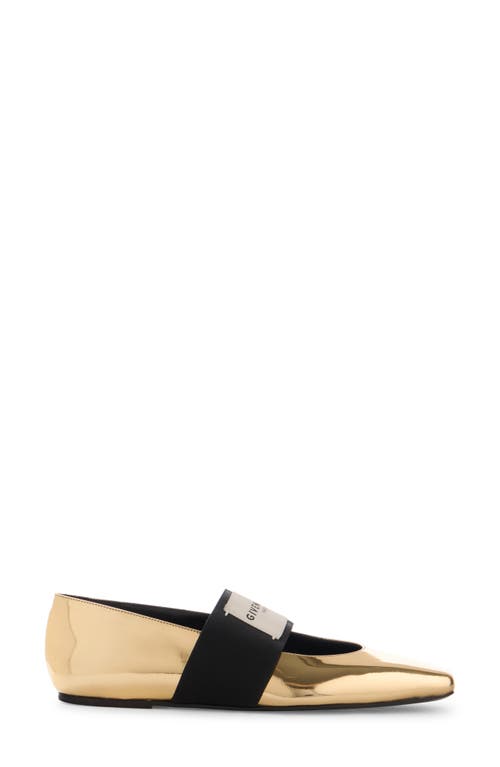 Givenchy Logo-embellished Metallic Leather Ballet Flats In Gold