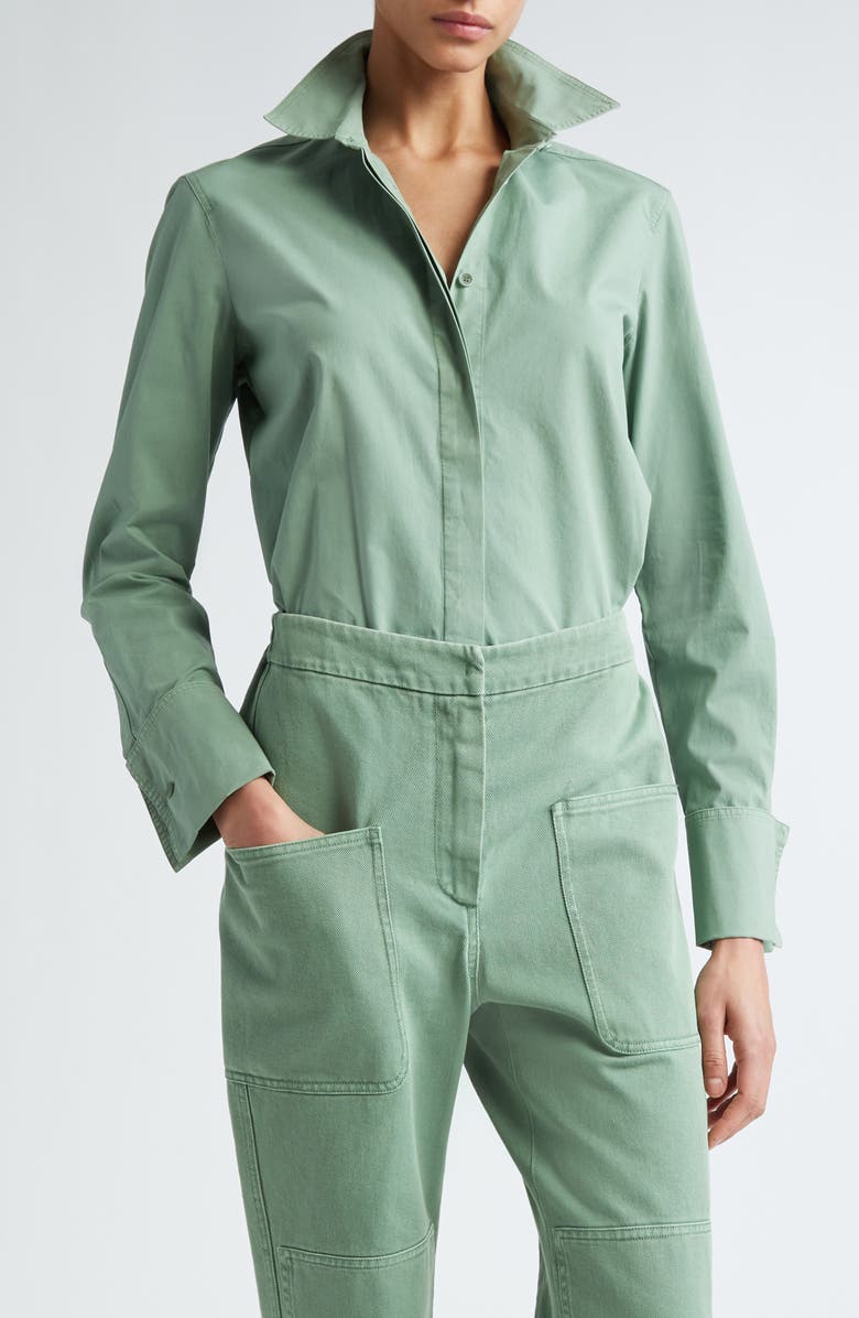 Max Mara Francia Stretch Cotton Button-Up Shirt, Main, color, 