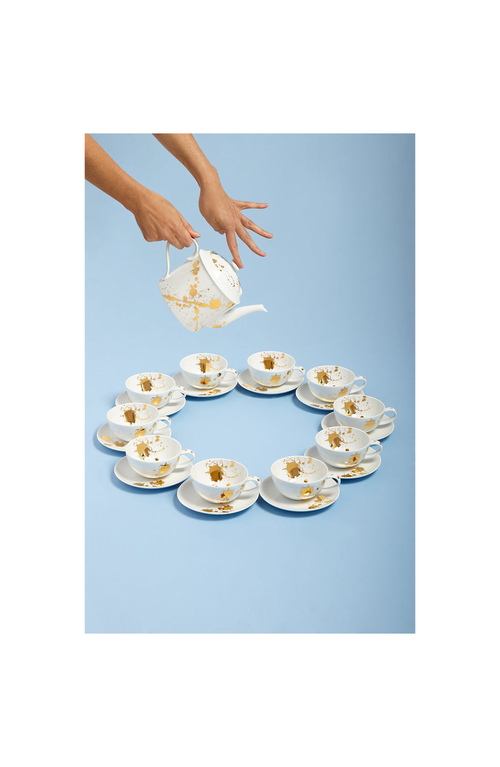 Jonathan Adler 1948 Sugar Bowl In White/gold Splatter