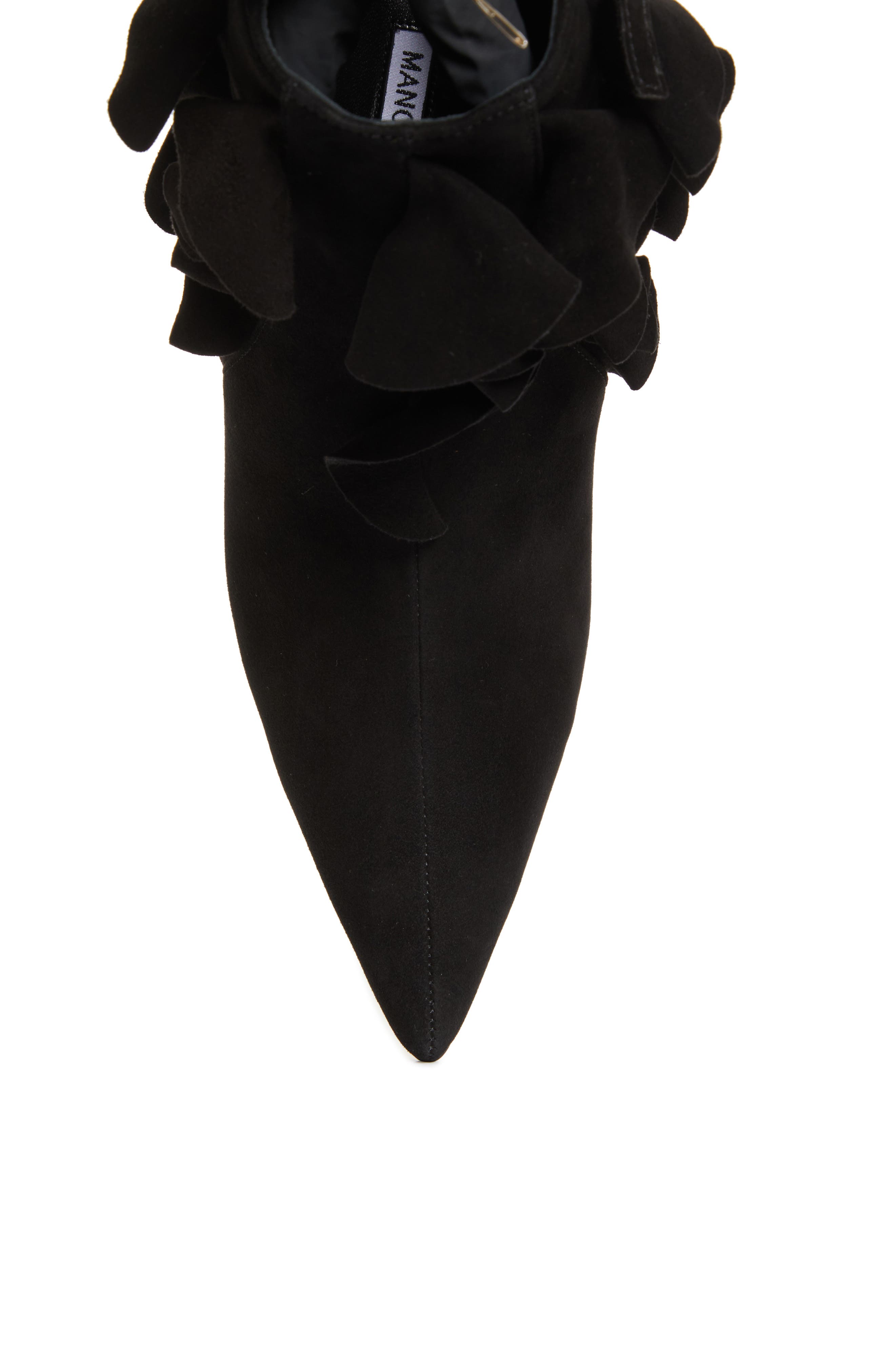 Manolo Blahnik Pompa Ruffle Pointed Toe Bootie, Alternate, color, 
