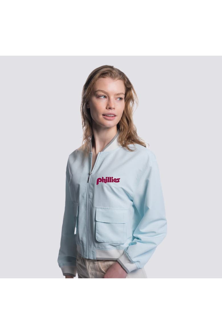 Women's Lusso  Light Blue Philadelphia Phillies Paisley Cropped Full-Zip Jacket, Alternate, color, Light Blue