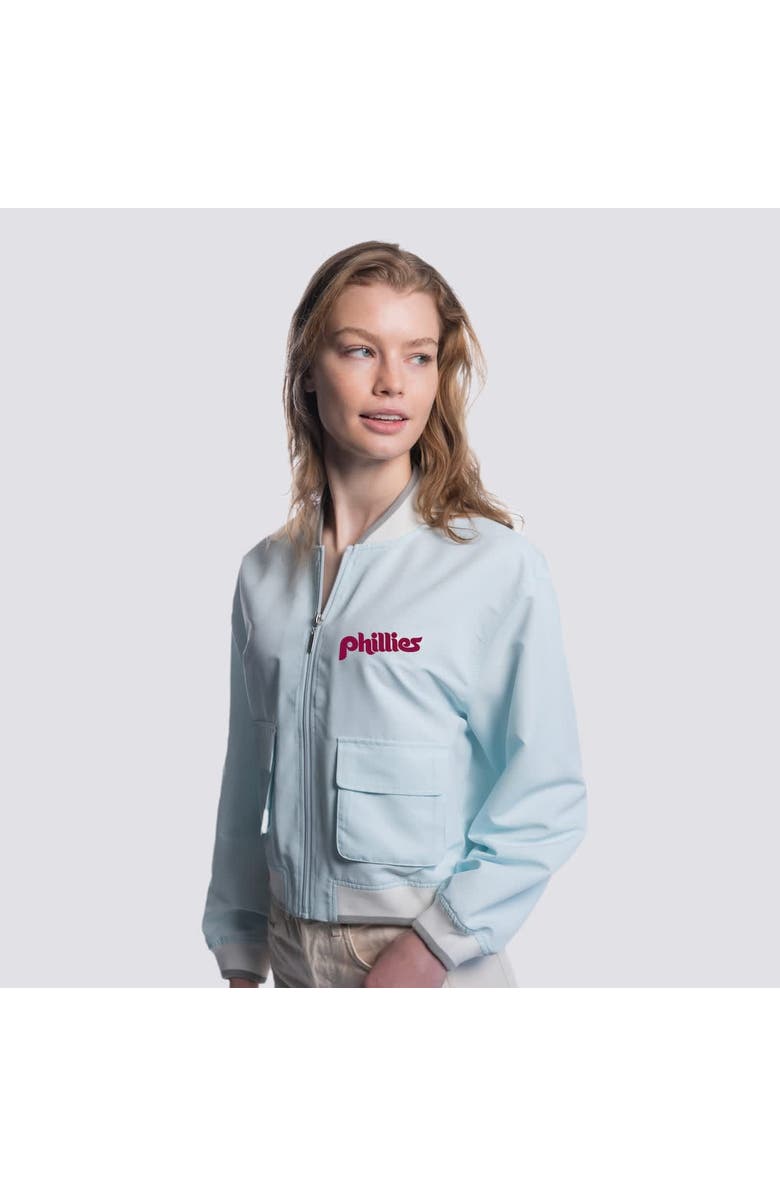 LUSSO Women's Lusso Light Blue Philadelphia Phillies Paisley Cropped Full-Zip Jacket, Alternate, color, Light Blue