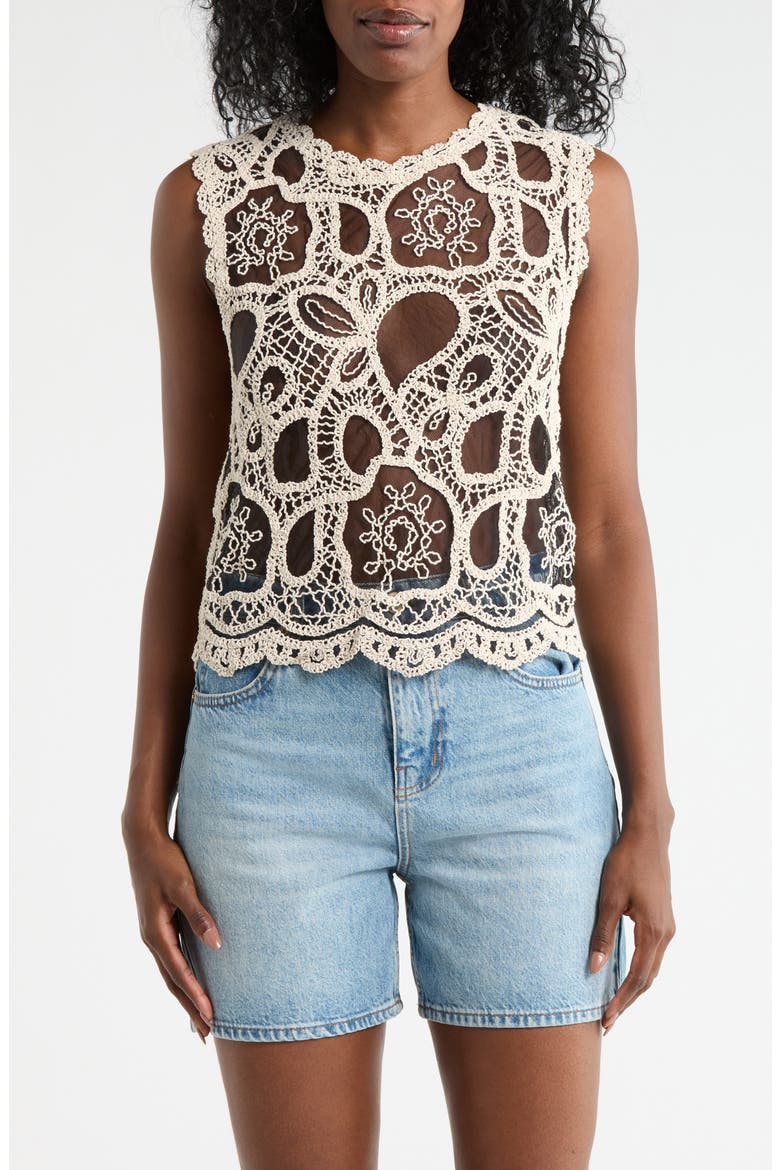 Open Stitch Mesh Tank Top, Main, color, NATURAL