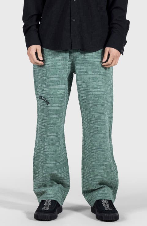 Linear Cotton & Linen Wide Leg Pants