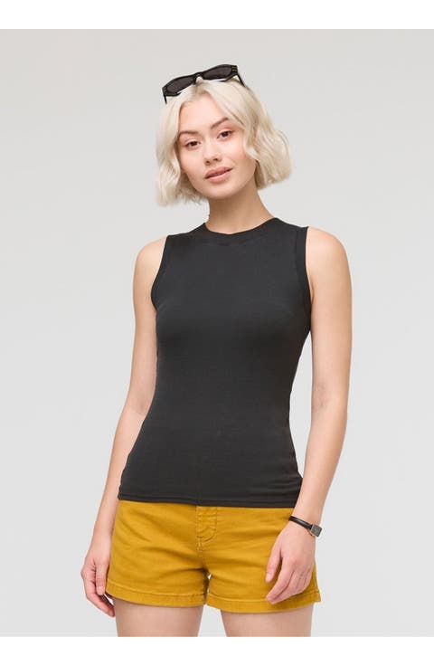 Ribbed Pima High Neck Tank