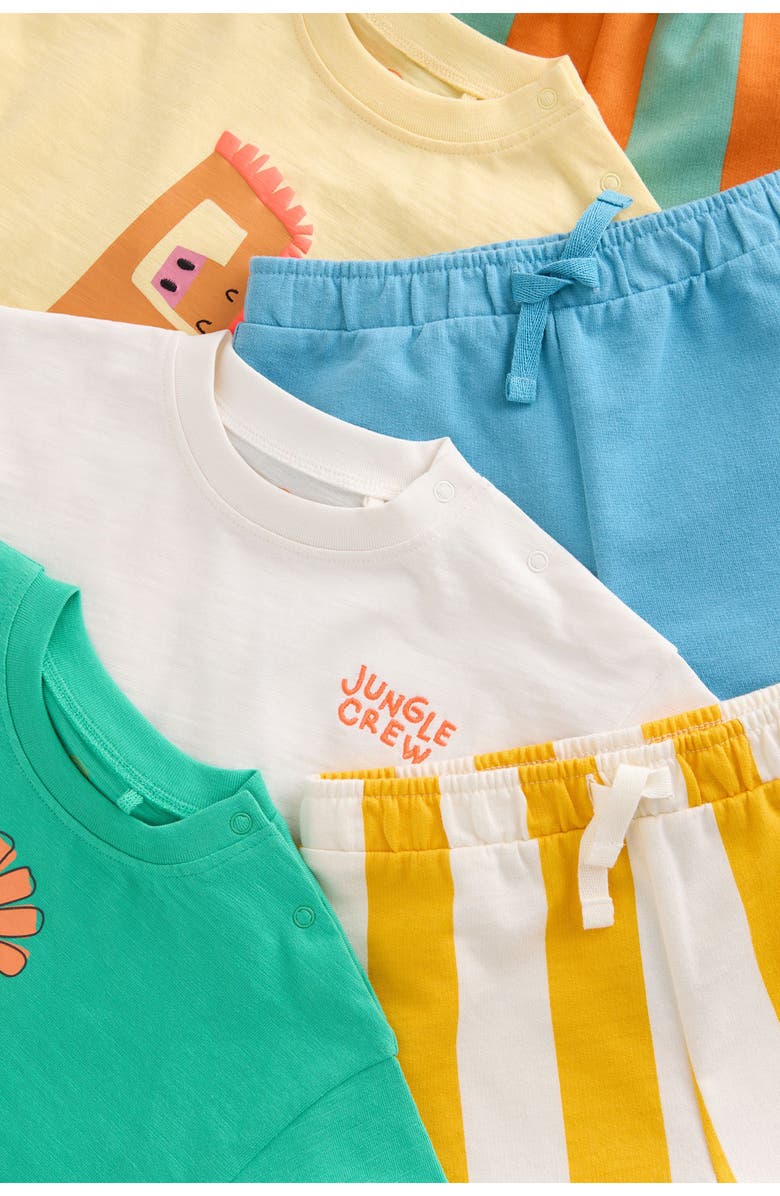 NEXT 6-Pack Bright Graphic T-Shirts & Assorted Shorts Set, Alternate, color, Green