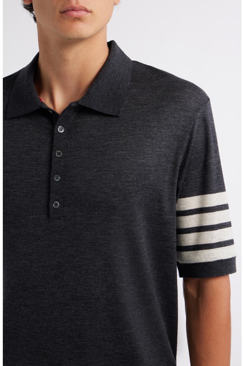 4-Bar Virgin Wool Jersey Polo, Alternate, color, CHARCOAL