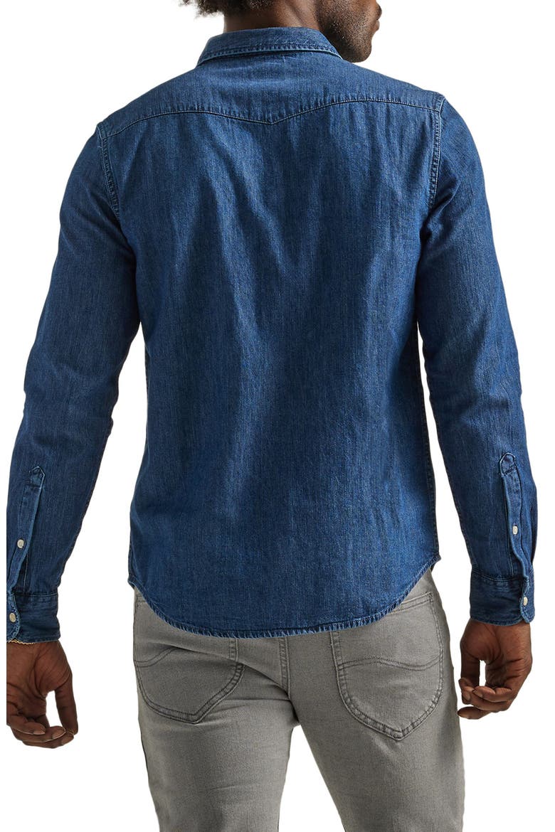 Regular Fit Denim Western Shirt, Alternate, color, MID STONE