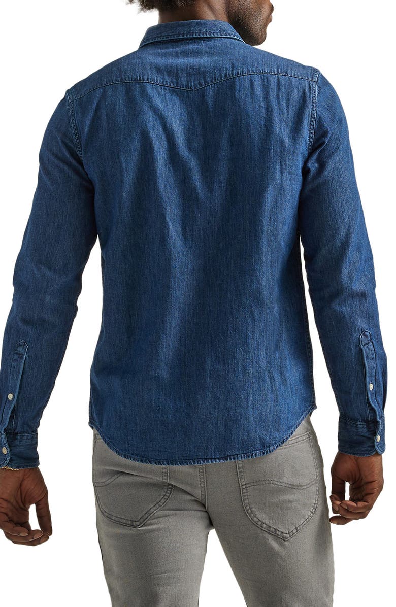 Lee Regular Fit Denim Western Shirt, Alternate, color, Mid Stone