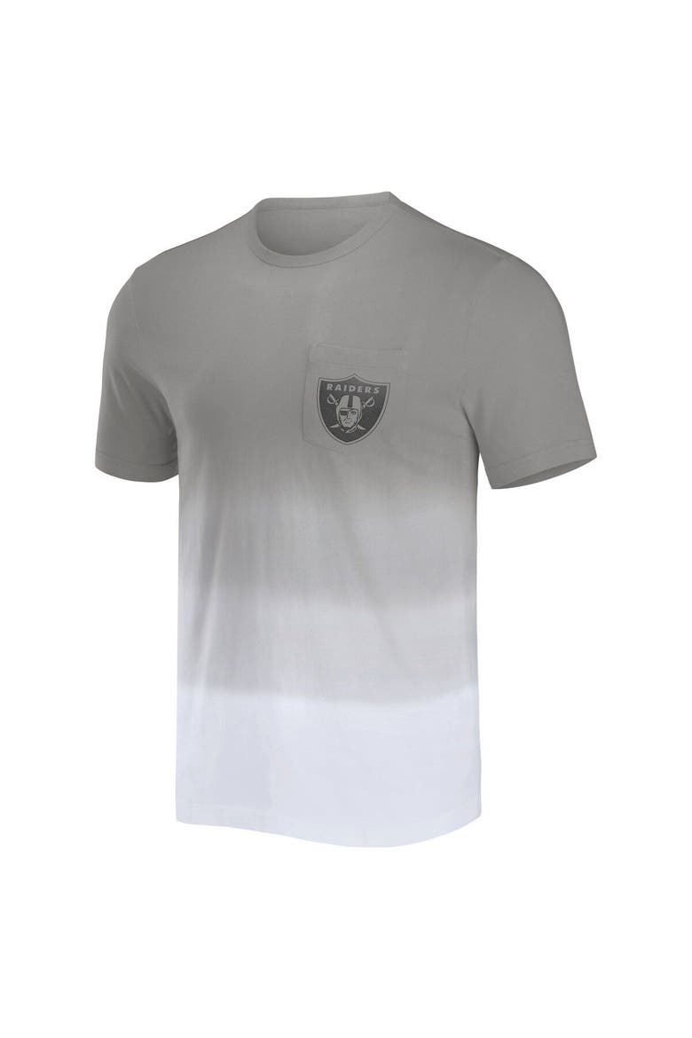 Men's NFL x Darius Rucker Collection by Fanatics Silver/White Las Vegas Raiders Dip Dye Pocket T-Shirt, Alternate, color, Silver