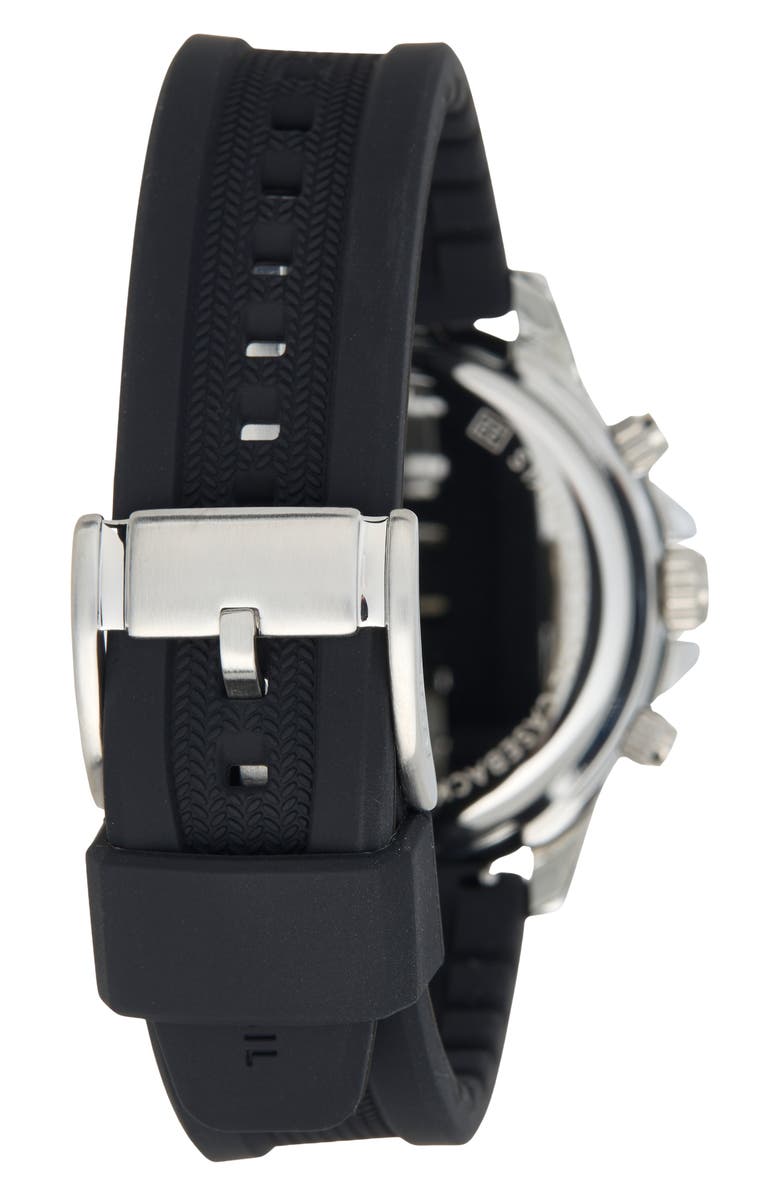 Fossil Bannon Multifunction Black Silicone Watch, Alternate, color, Silver
