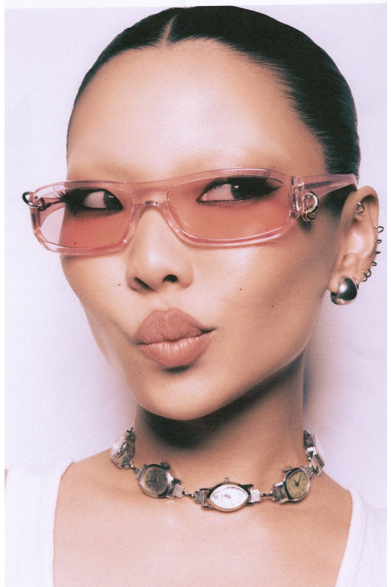 Chula 60mm Wrap Sunglasses, Alternate, color, CRYSTAL PINK/ BLUSH